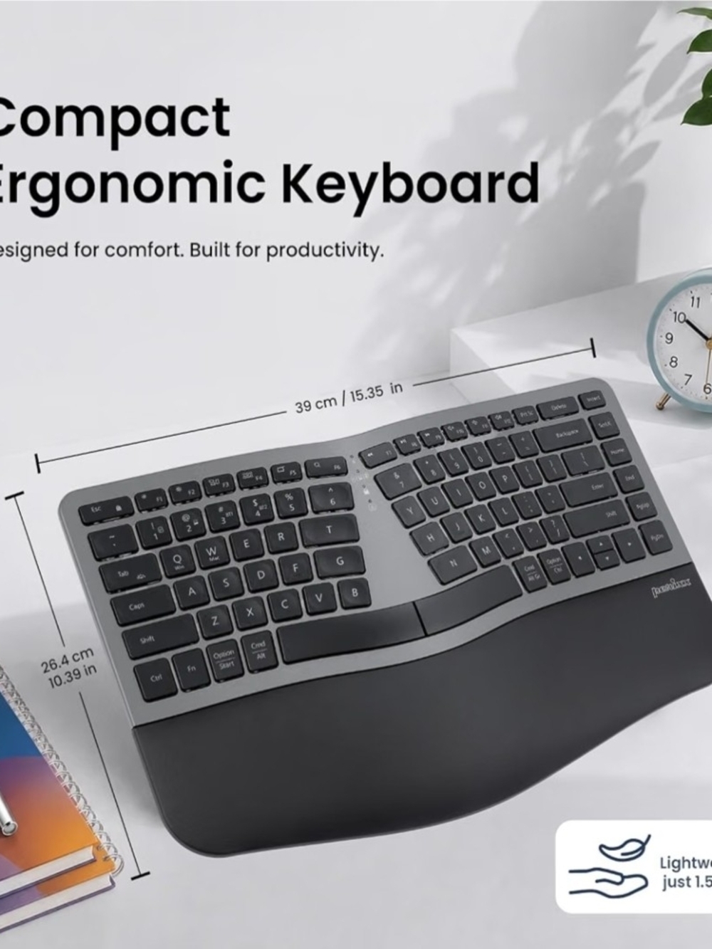 Compact Wireless Ergonomic Keyboard | Blacklit |Quiet Keys | NEW IN BOX |